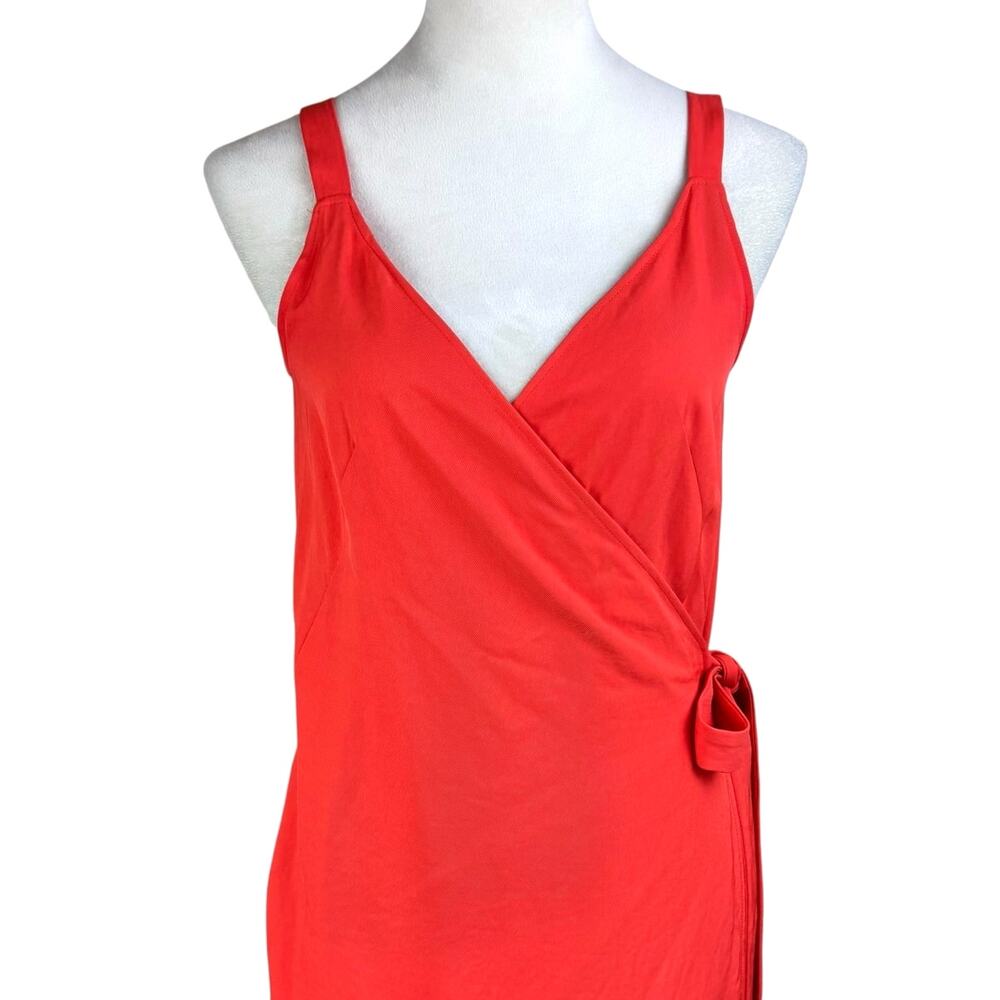 Everlane Tangerine Orange Japanese Go Weave Sleeveless Tank Midi Wrap Dress - Picture 7 of 14